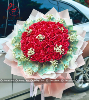 Bó hoa tiền 10 triệu mix hoa hồng