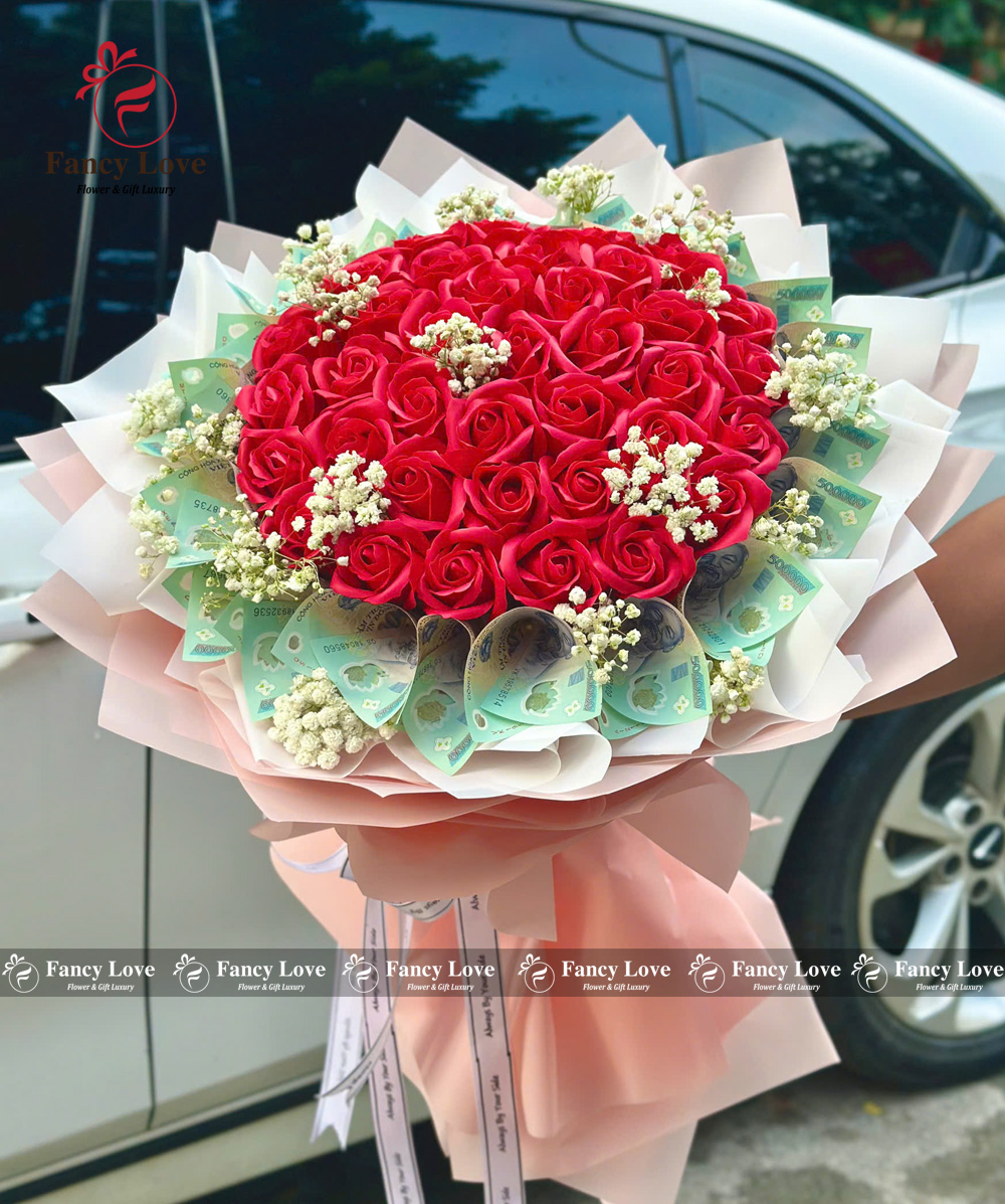 Bó hoa tiền 10 triệu mix hoa hồng