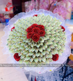 Bó hoa tiền 100 tờ 100k tình yêu duy nhất