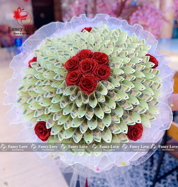 Bó hoa tiền 100 tờ 100k tình yêu duy nhất