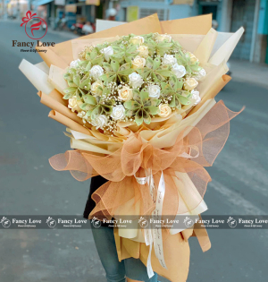 Bó hoa tiền 100k mộc hương trà