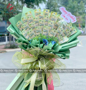 Bó hoa tiền 100k xanh ngọc bích