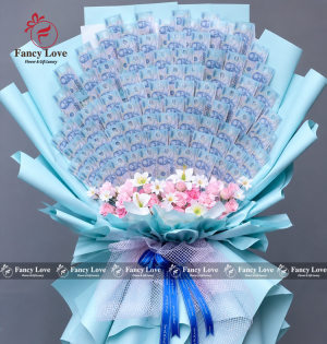 Bó hoa tiền 20k 100 tờ siêu to khổng lồ