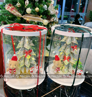 Cây thông Noel bằng tiền 100k 25 tờ quà tặng Noel sáng tạo