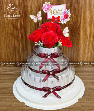 Khuôn bánh sinh nhật đút tiền 3 tầng tone đỏ
