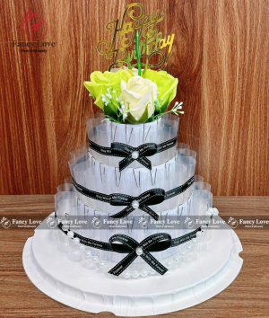 Khuôn bánh sinh nhật đút tiền 3 tầng tone xanh cốm