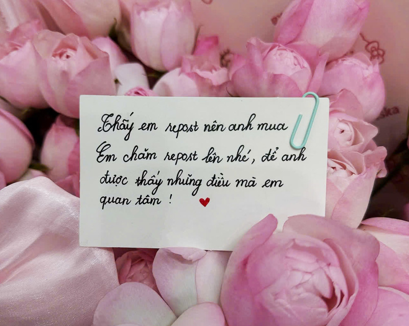 Thấy em repost nên anh mua. Em chăm repost lên nhé, để anh được thấy những điều mà em quan tâm.