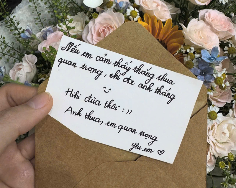 Nếu em cảm thấy thắng thua quan trọng thì để anh thắng hihi… đùa thôi, anh thua, em quan trọng.